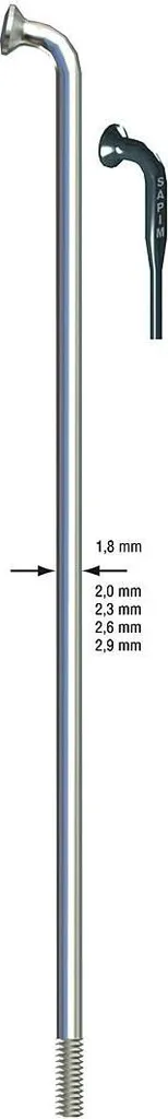 Rayons de vélo Sapim 294mm noirs Ø2,00 mm pour montage de roue route