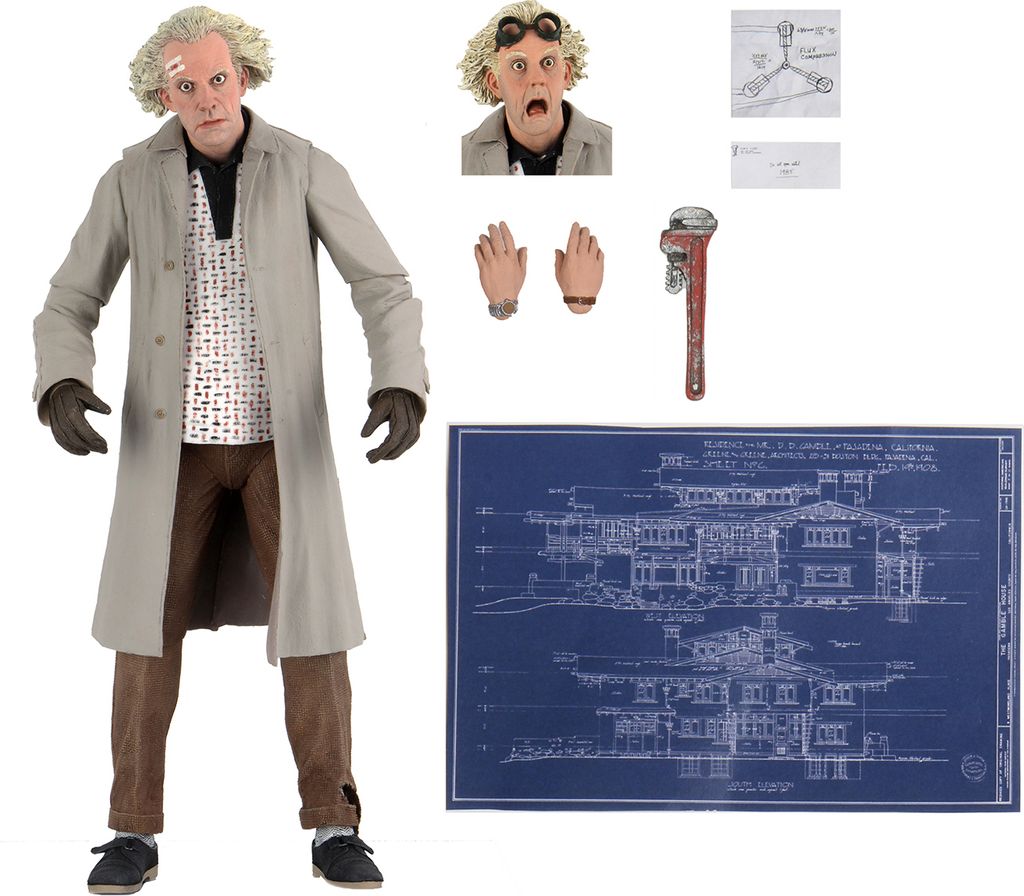 NECA Terug naar de Toekomst Doc Brown Ultimate Actiefiguur Productafbeelding 