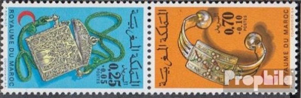 Briefmarken Marokko 1973 Mi 749-750K (kompl.Ausg.) Kehrdruck postfrisch Roter Halbmond: Schmuck