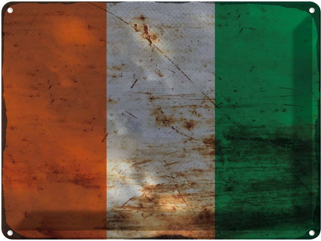 vianmo Blechschild 30x40 cm Elfenbeinküste Ivory Coast Flagge Fahne Wappen