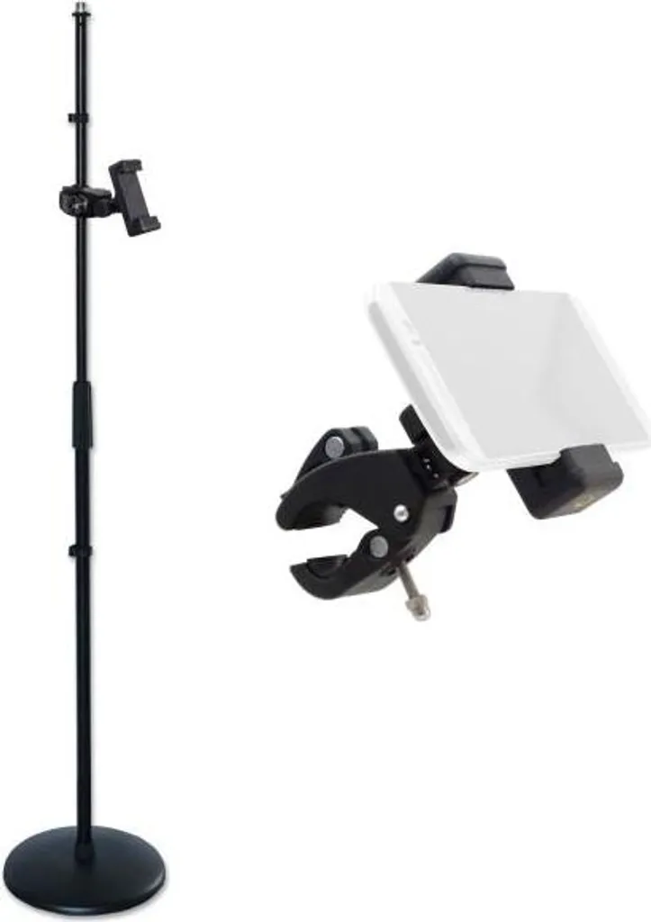 Asta Microfonica Keepdrum MS015 Dritta con Supporto Smartphone | Robusta