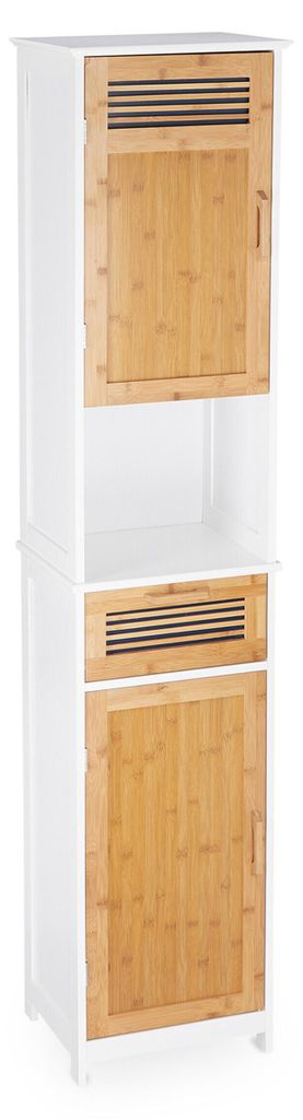 Relaxdays Badschrank, 2 Türen, 1 Schublade, Hochschrank, Produktbild 