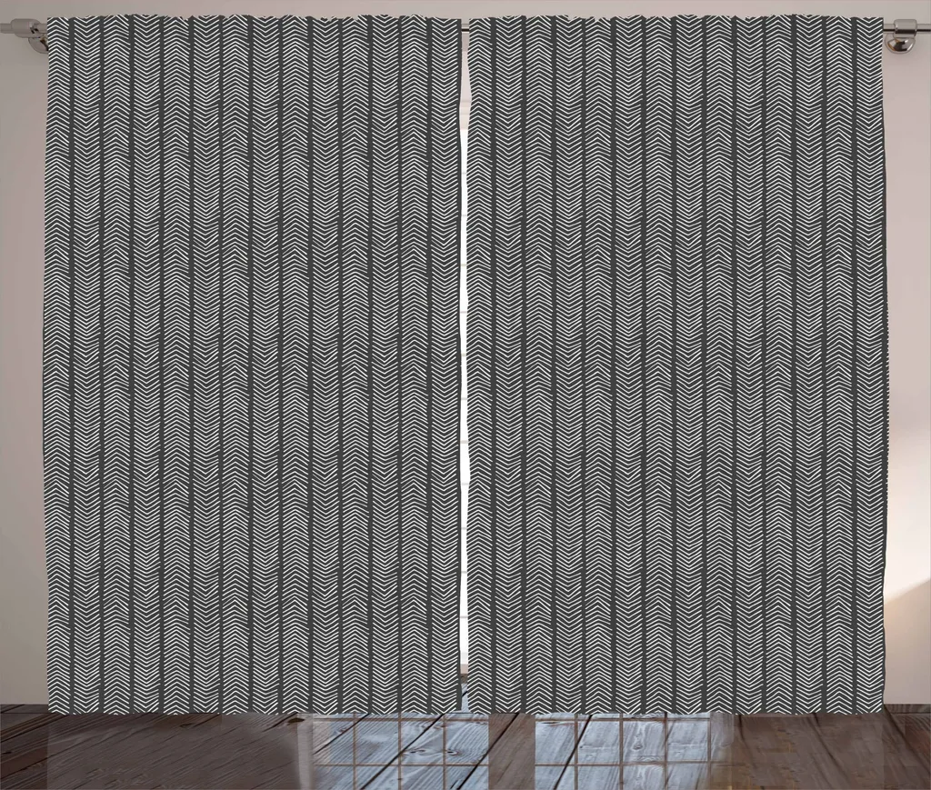 ABAKUHAUS Angolo Tenda rustica, semplice, camera da letto Tenda con passanti e ganci, 280 x 175 cm, grigio antracite bianco