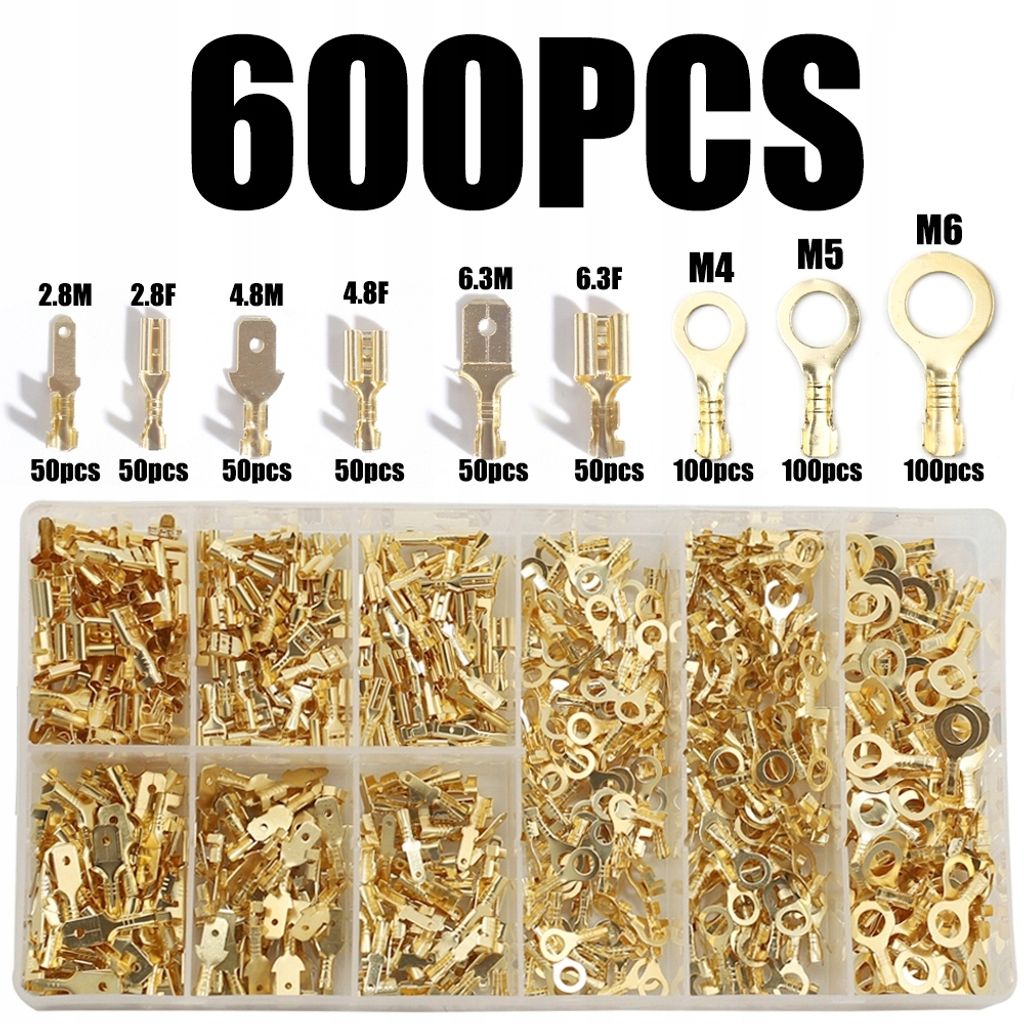 600 PIÈCES Assortiment Mâle Femelle Fiche plate Fil Image du produit 