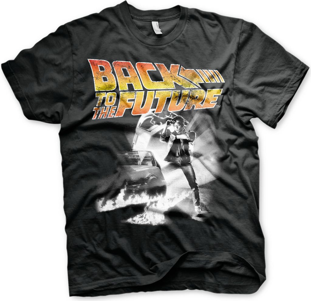 Back to the Future T-Shirt - Poster DeLorean (schwarz) XXL