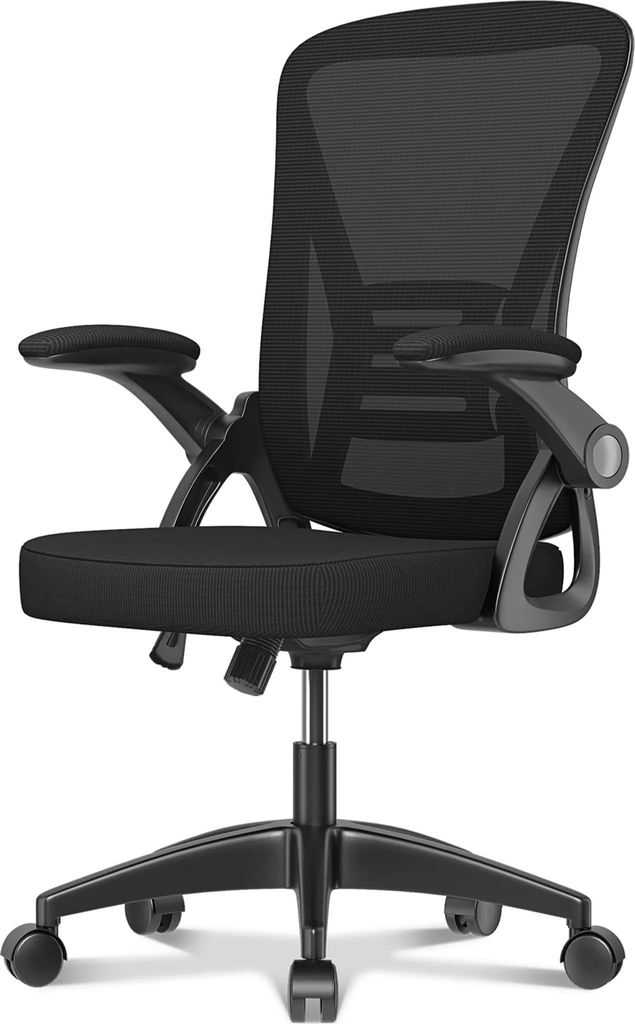 Ergonomischer Bürostuhl Mesh Schreibtischstuhl Schwarz 90° Produktbild 
