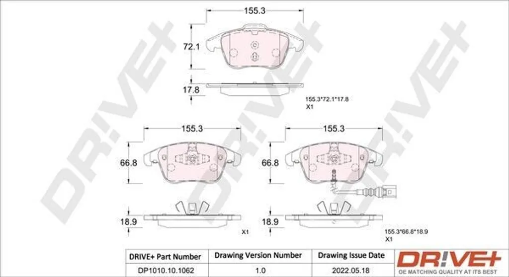 Plaquettes de frein avant Dr!ve+ DP1010.10.1062 pour Tiguan