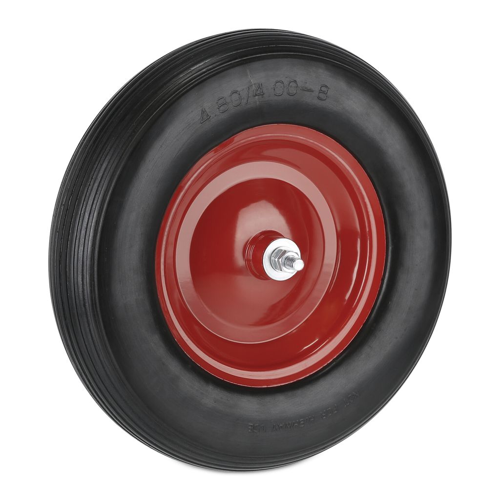 Schubkarrenrad 4.80 4.00-8 - Gummi - Stahlfelge - mit Achse - pannensicher - 120 kg - schwarz-rot