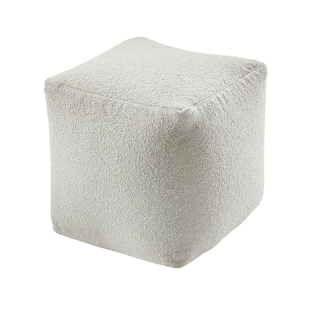 Kobolo Sitzpouf Pouf Sitzwüfel Hocker - LOTUS - aus Wolle - mit Muster in Boucleoptik - weiß - Sitzhocker Sitzsack Fußhocker Würfel Sitzkissen ...