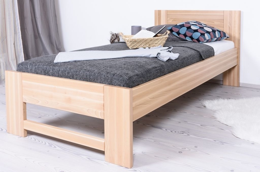 Einzelbett / Gästebett Buche massiv Vollholz natur 111, Produktbild 