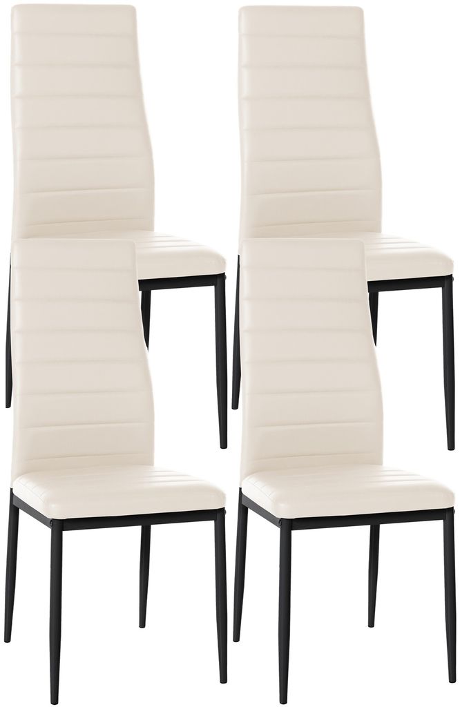 In And OutdoorMatch Esszimmerstühle Sloan – Creme – 4er-Set – Kunstleder – Hochwertige Polsterung – Esszimmerstühle – Stilvolle Optik