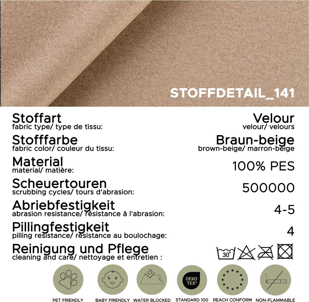 xonox.home Sendi Schlafsofe 2 Sitzer braun-beige B/H/T: 210x103x90cm