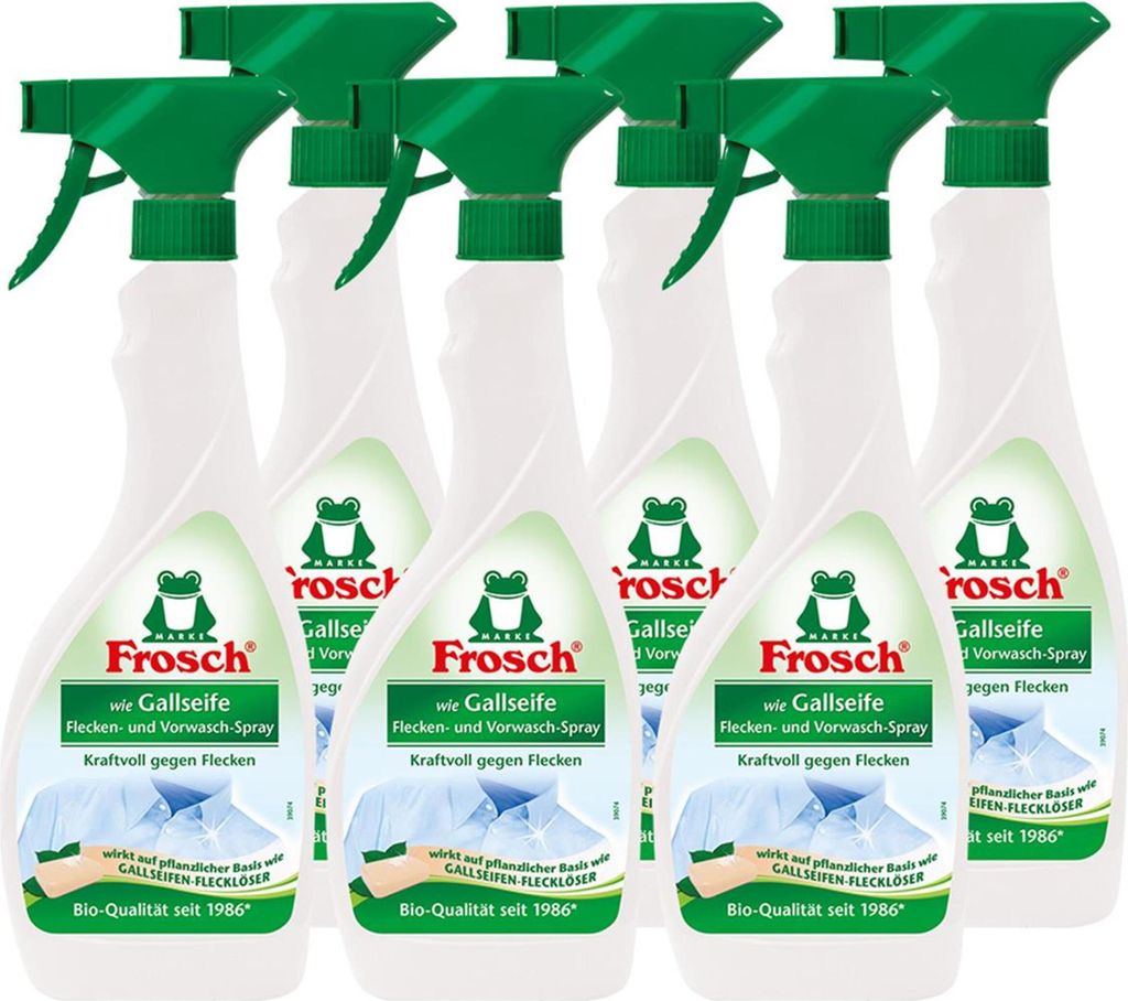 6x Frosch wie Gallseife Fleck-Entferner und Vorwasch Spray 500 ml Sprühflasche