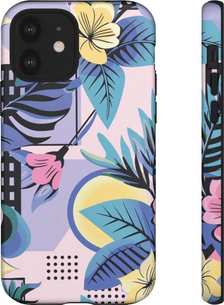 Blumiges Geometrie-Muster – Hülle Kompatibel mit iPhone 12
