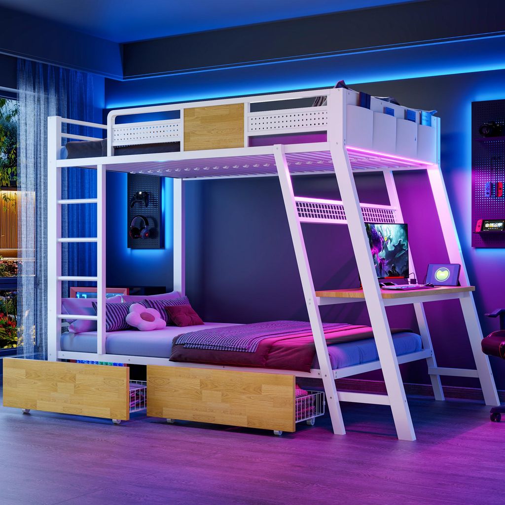 Flieks Etagenbett 90x200cm mit Schreibtisch und Produktbild 