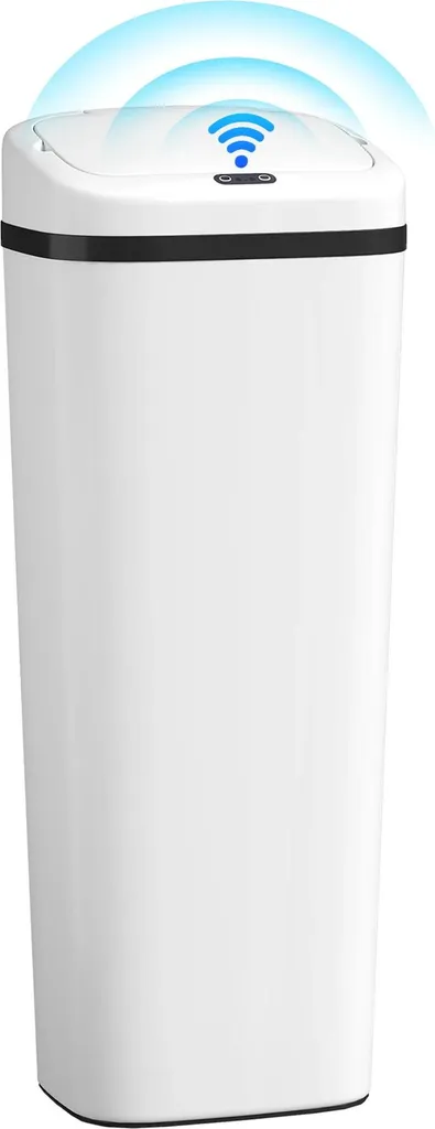Poubelle automatique 50L en acier inoxydable blanc avec capteur IR