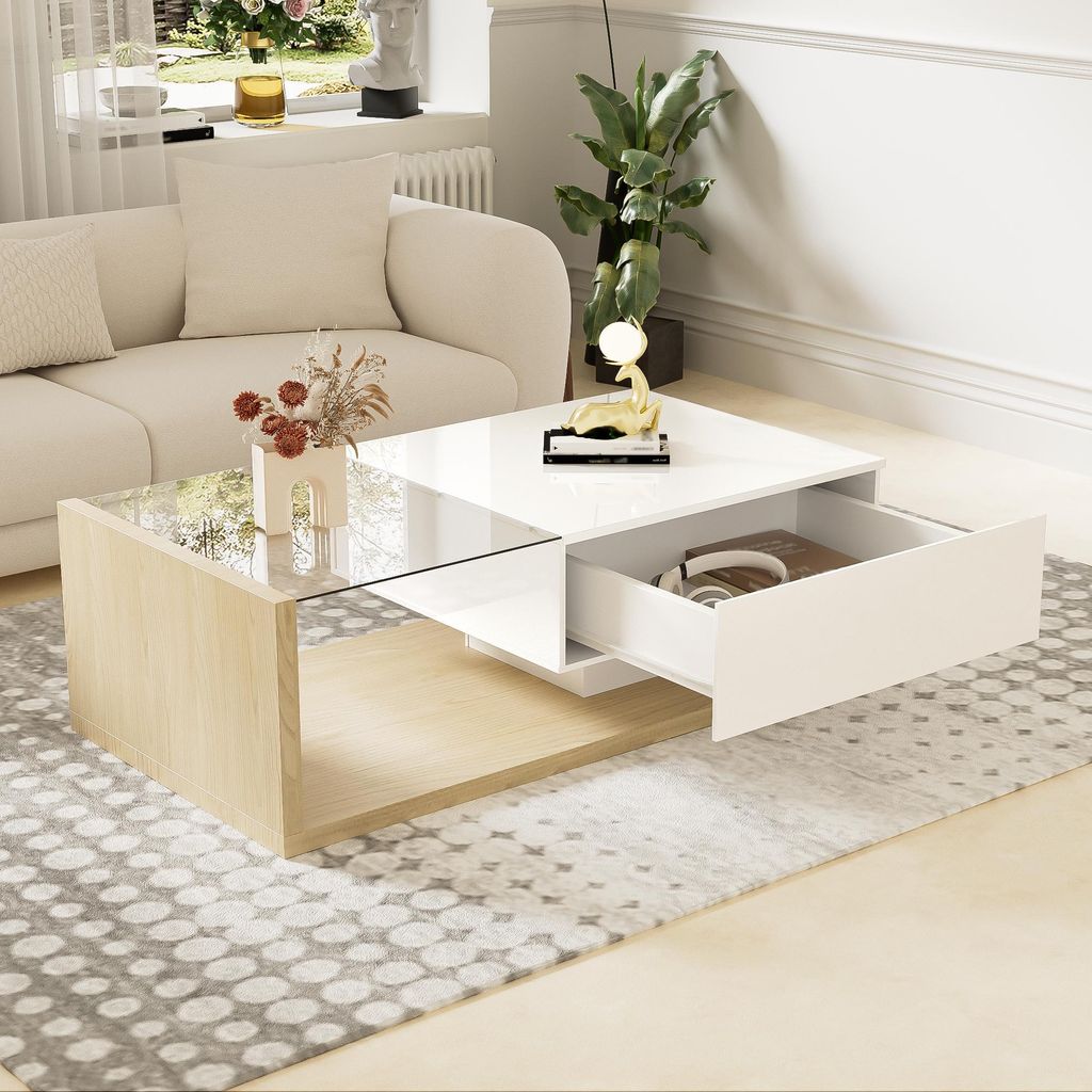 STILVORA Couchtische Hochglanz Satztisch mit LED-Licht, Produktbild 