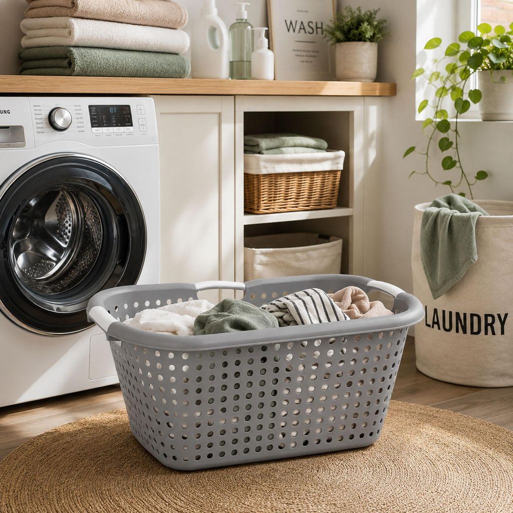 Wäschekorb Wäschebehälter Wäschesammler 26 Liter B60xL40XH22cm Grau