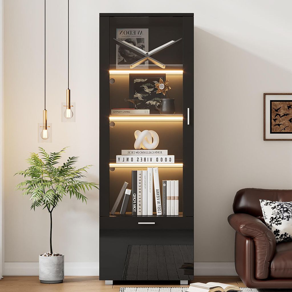 Sweiko Vitrines avec portes vitrées et éclairage Image du produit 