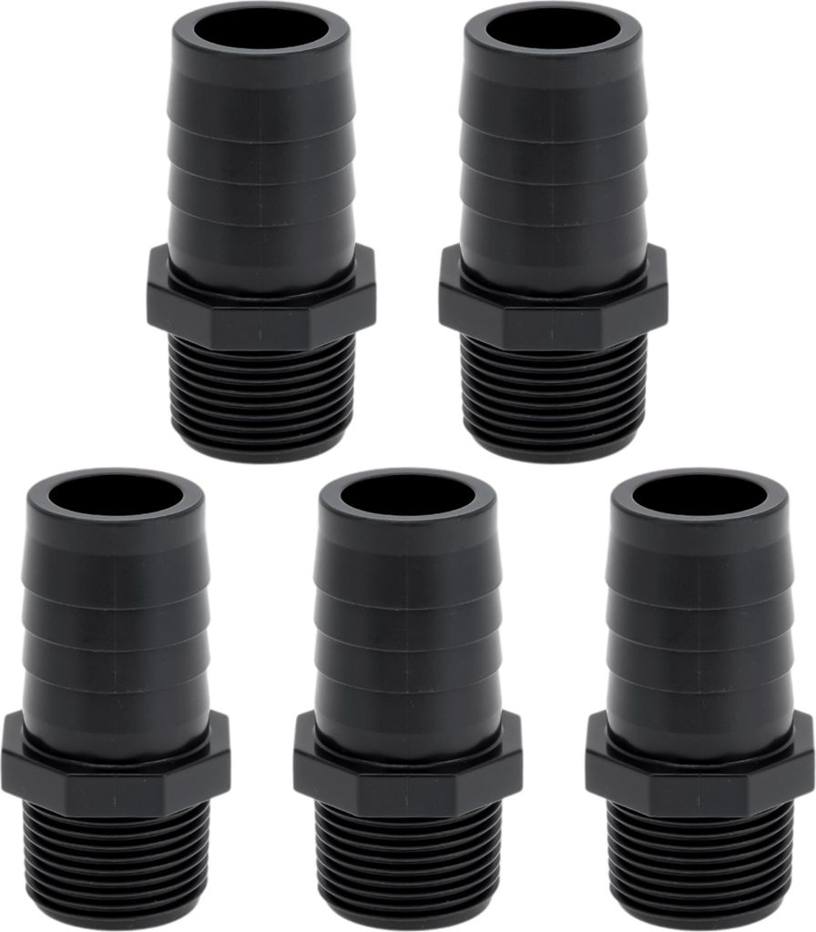 Kunststoff-Schlauchstutzen 25mm / 63/64" 1/2"BSPT Männliches Gewinde Gerader Rohrverbinder 5 Stück