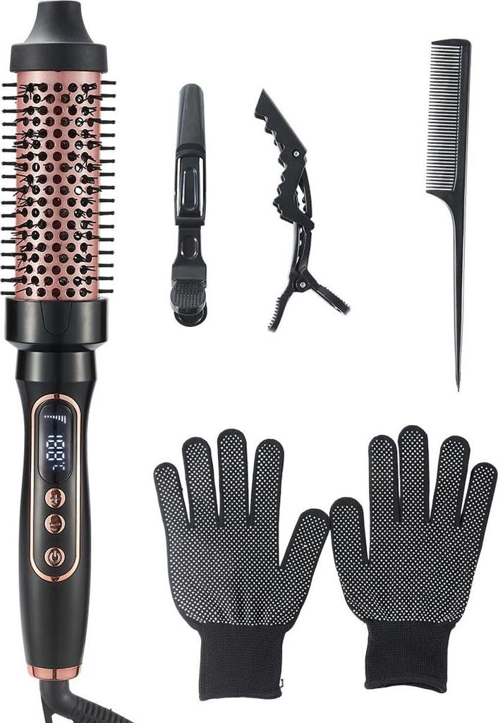 Thermobürste, Lockenstäbe, Thermal Brush für Volumen, heiße Rundbürste für langes und kurzes Haar, Lockenbürste für Glätten und Volumen
