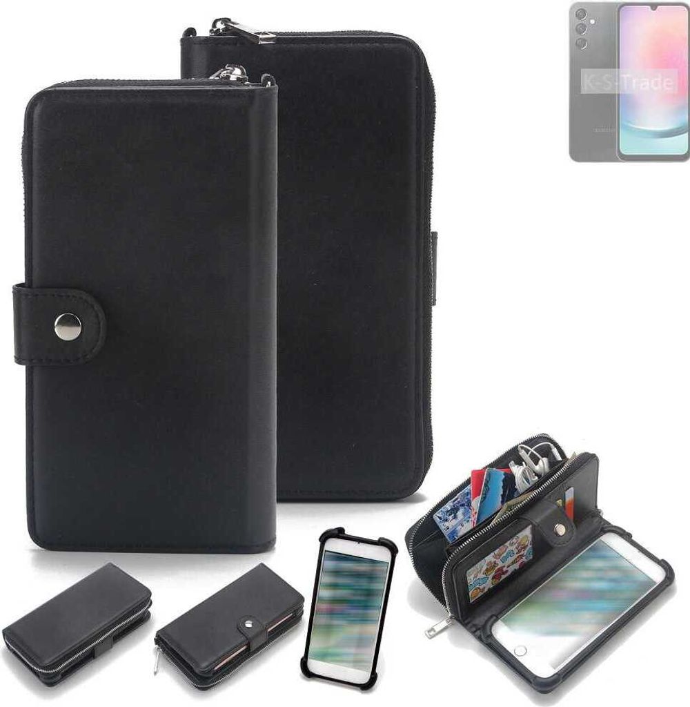 K-S-Trade 2in1 Handyhülle Schutzhülle kompatibel mit Samsung Galaxy A24 5G & Portemonnee Cover Handy Hülle Case Etui Geldbörse Wallet Bookstyle