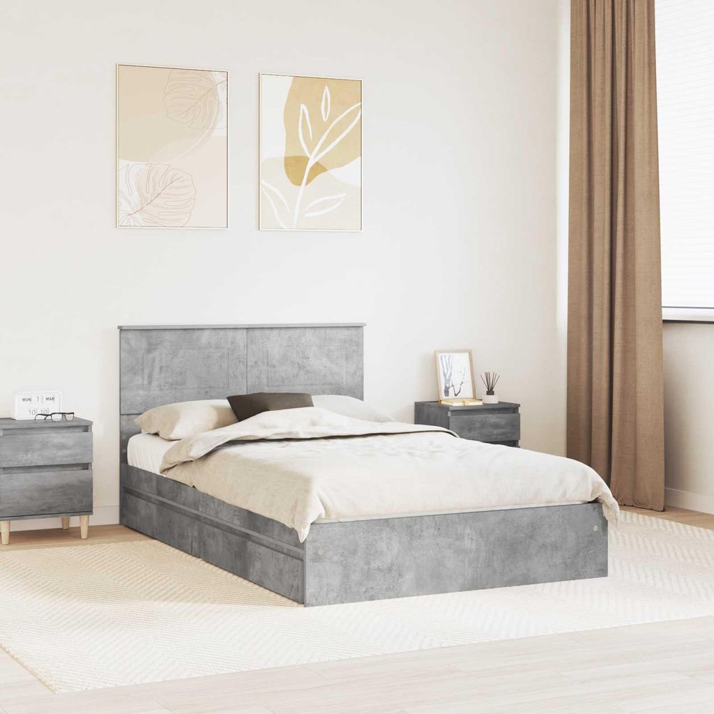Maison Exclusive - Aufbewahrungsbett Beton Grau 135 x 190 cm Holzwerkstoff