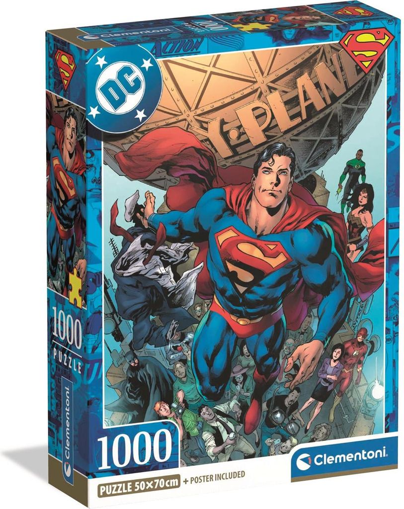 Clementoni Superman Puzzle 1000 Teile - DC Abenteuer für Fans