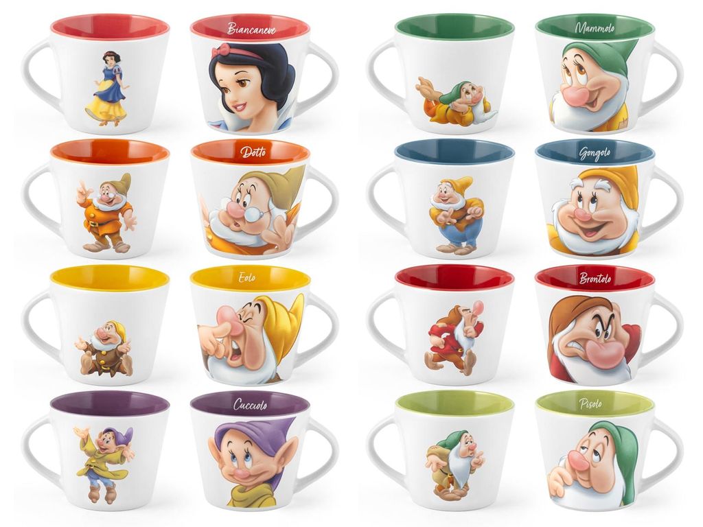 Home - Seven Dwarfs, 12er-Set Teetassen Seven Dwarfs POP, 280 cc, verschiedene Figuren, New Bone China, spülmaschinenfest, mikrowellengeeignet