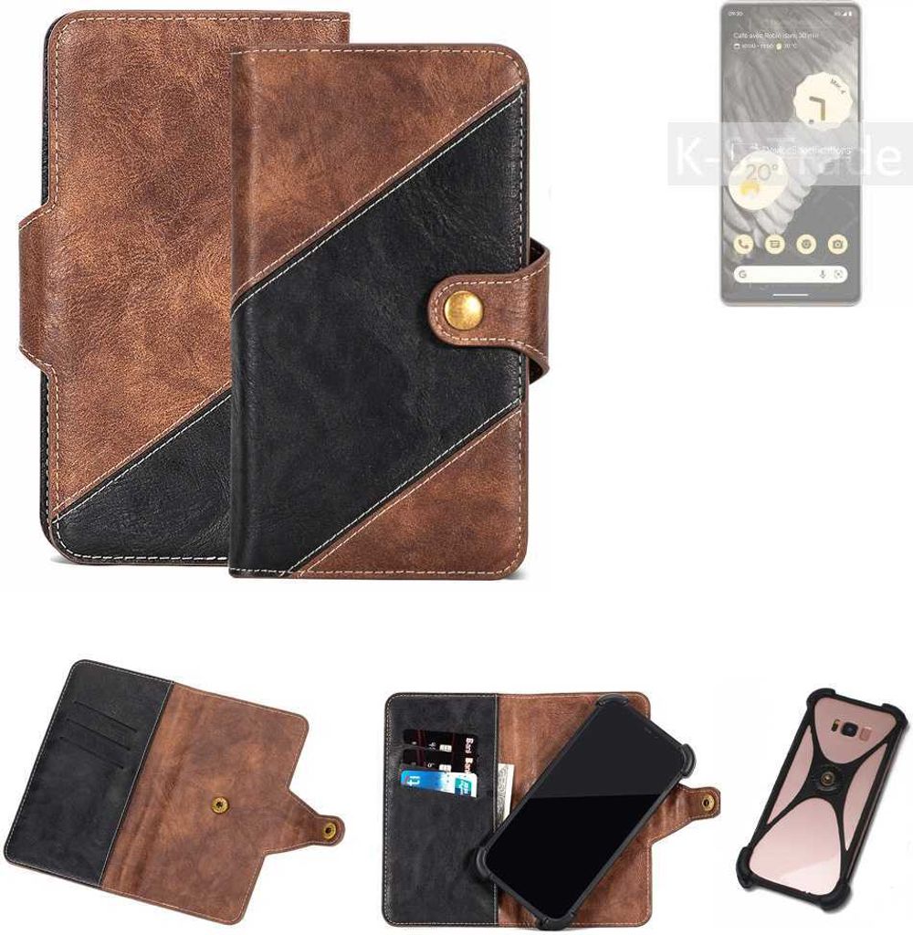 K-S-Trade Handyhülle Schutzhülle Bookstyle Case kompatibel mit Google Pixel 7 Pro Klapphülle Cover Hülle Schutztasche 1x