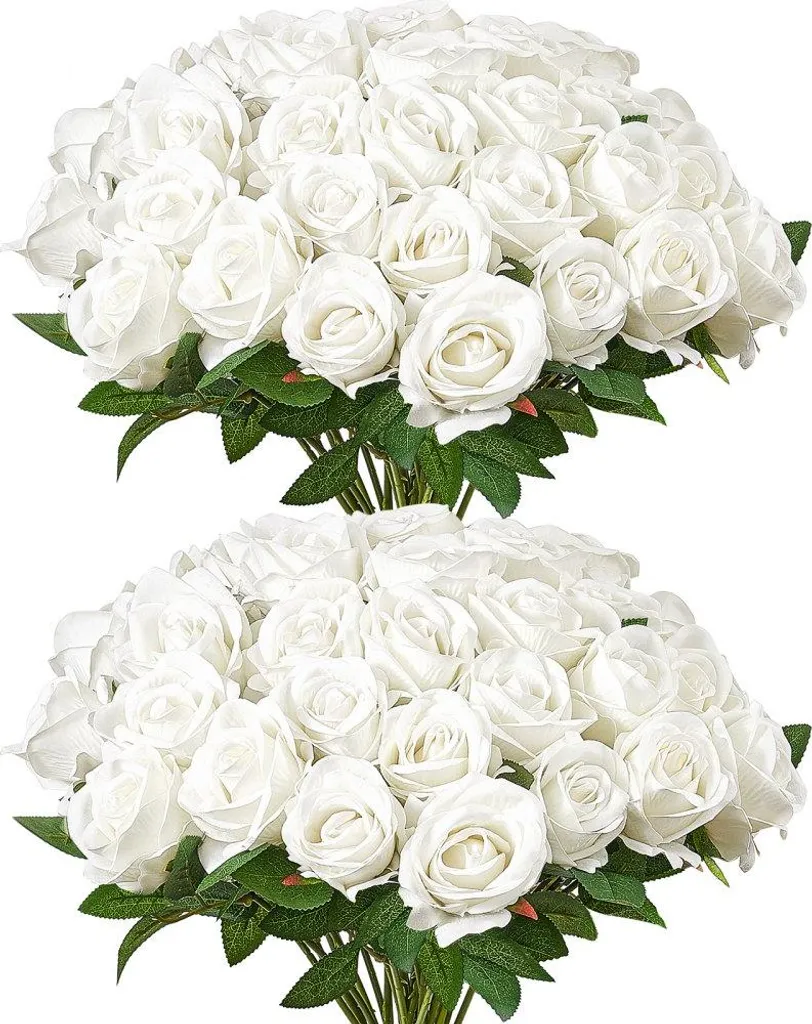 Décoration de Mariage : 60 Roses Artificielles Blanches pour Cérémonie
