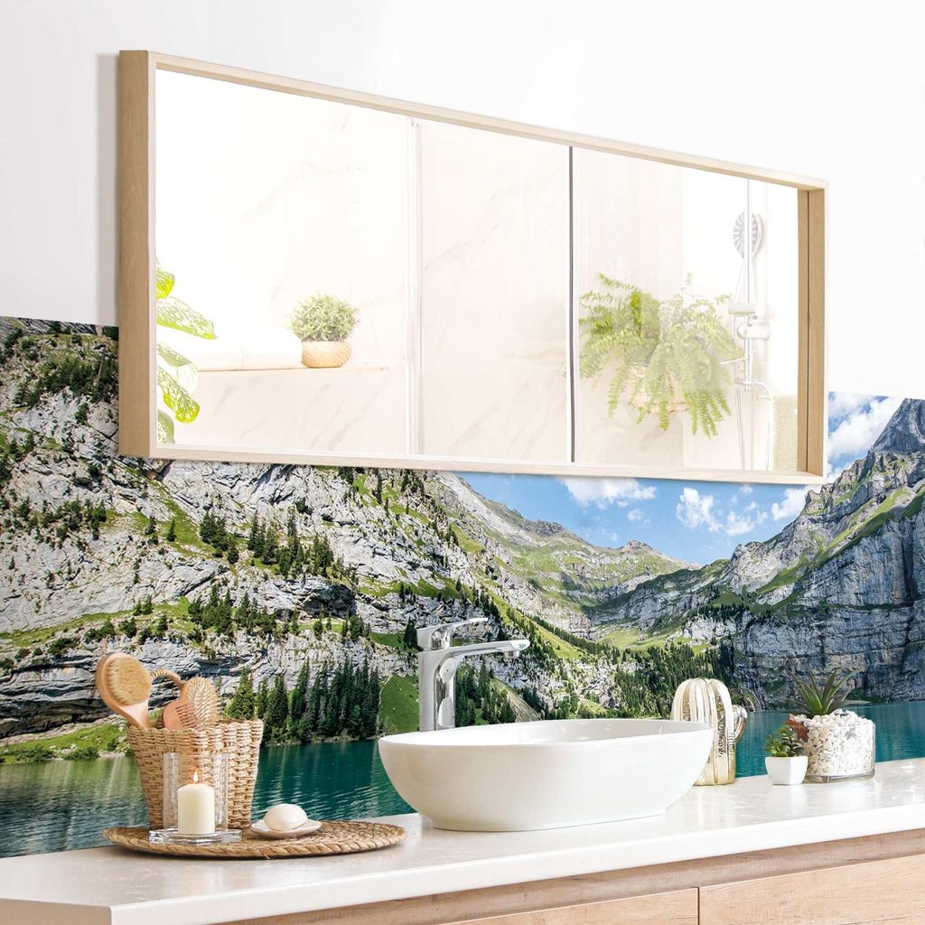 Wandverkleidung Bad Natur selbstklebend - 0.35 mm Wandpaneel matt wasserfest Schweiz blau Motiv Badrückwand fugenlos 260x75 cm