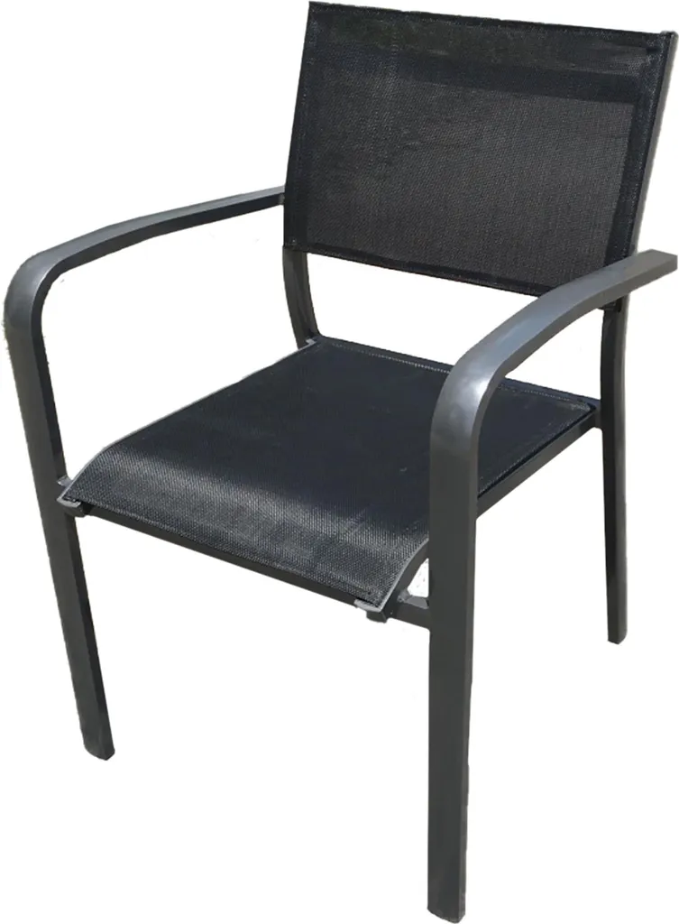 Juventus Chaise empilable en aluminium et textilène gris pour jardin