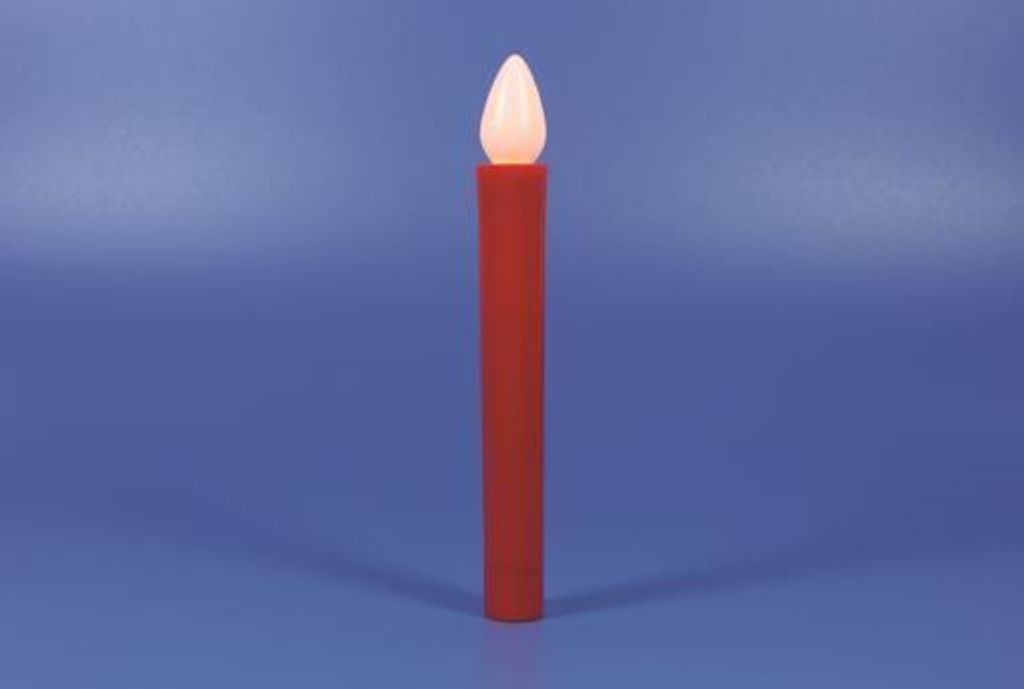 Hellum LED Kerze flammenlos 17,5 cm rot stehendes Gelblicht Produktbild 