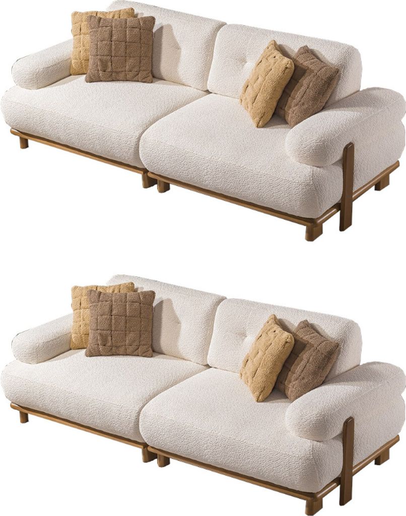 Villa Möbel Sofa Set Cuba Creme Stellvariante:3+2 Relax- und Bettfunktion, pflegeleichter Mikrofaser Samtstoff
