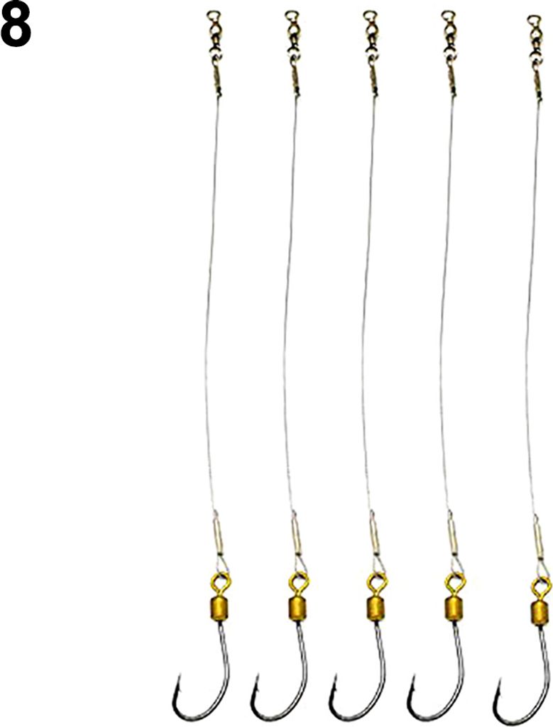 5Pcs Anti-Bite Edelstahl Draht Leader Angelgeräte Haken Produktbild 