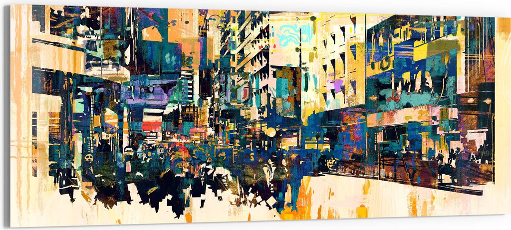 DEQORI Glasbild Acryl 125x50 cm 'Moderne Stadtansicht' Wandbild Bild modern Deko