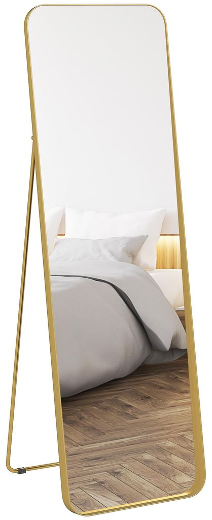 HOMCOM Ganzkörperspiegel 160 x 50cm Gewölbter Standspiegel mit Bruchsichere Glas