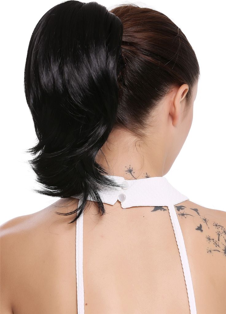 Haarteil Mit Pony 61 Cm – Glatt, Schwarz, Mit 3 Clips, Für Mehr Volumen An Der Krone