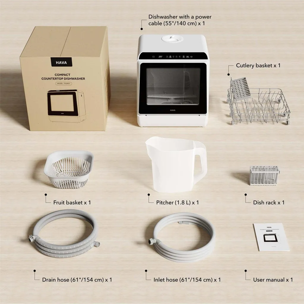 HAVA Mini Lave-Vaisselle 5L Compact Blanc - 6 Programmes de Lavage - 9