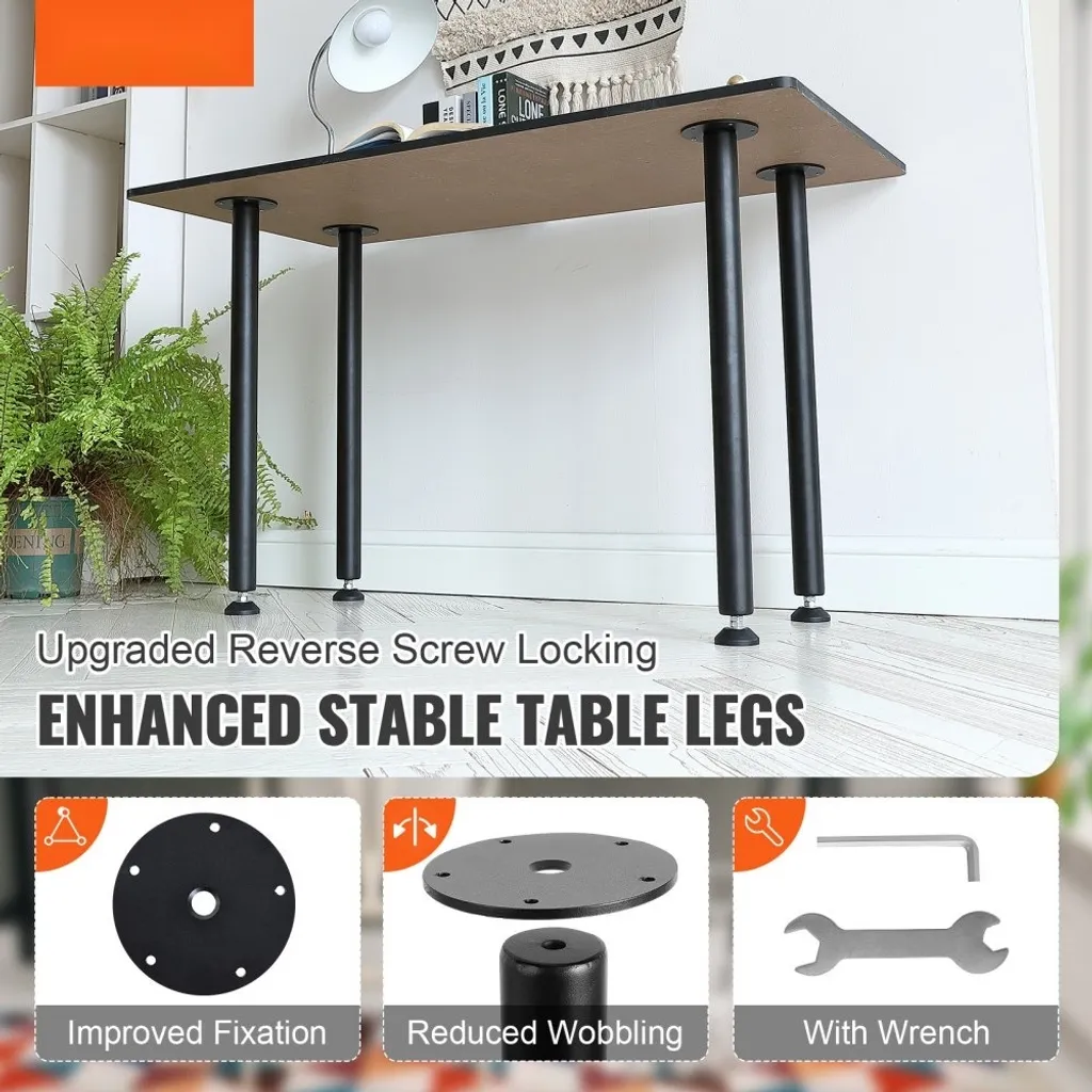 Pieds de Table Anti-Rayures 71cm Acier pour Table Stable et Solide