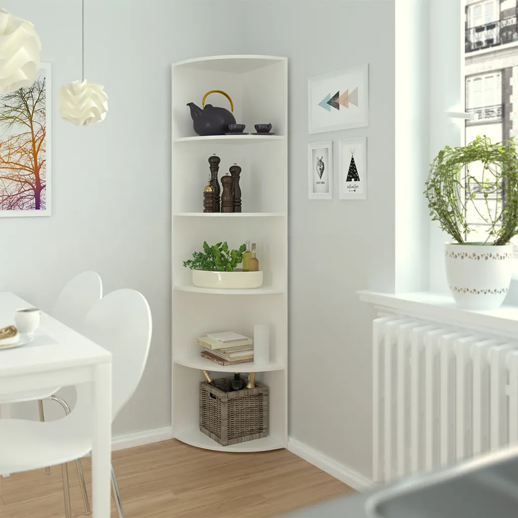 Meuble d'angle Design Blanc 40x180cm Vicco Ecki à 5 Compartiments