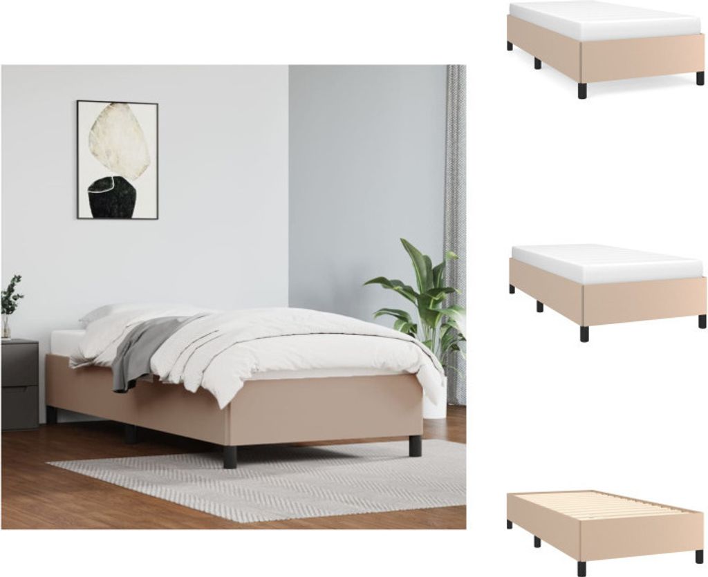 vidaXL Bettgestell Cappuccino-Braun 100x200 cm Kunstleder - Betten & Bettgestelle