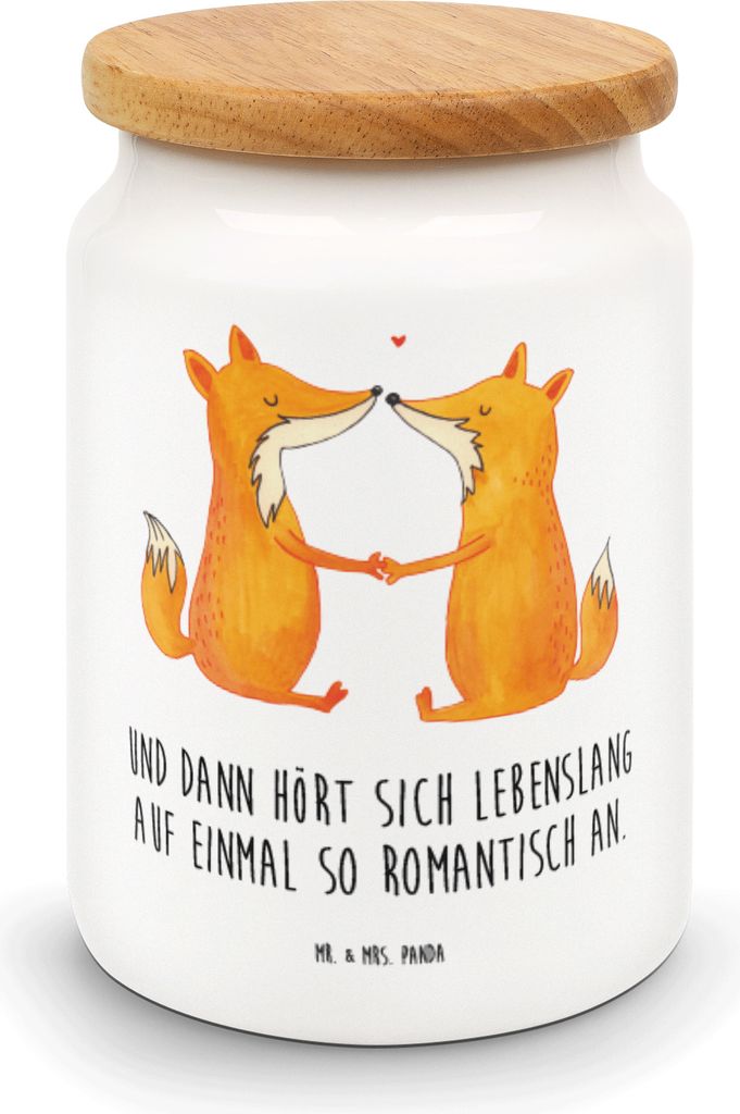 Mr. & Mrs. Panda Dose Füchse Liebe - Weiß - Geschenk, Fuchs, Kaffeedose, tee behälter, Partner, Vorratsdose, Ehefrau, Freund, salzdose, Keksdose