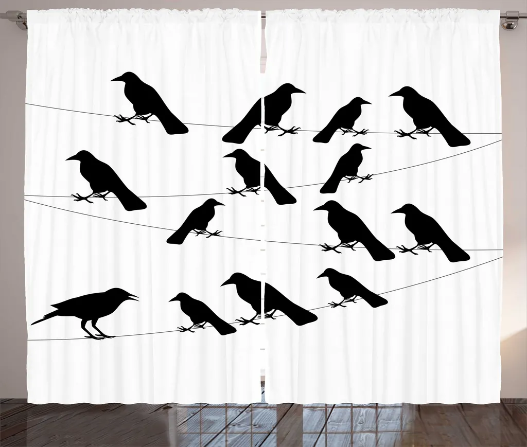 Rideaux Universels de Salon Motif Aviaire Monochrome 280x225cm ABAKUHAUS