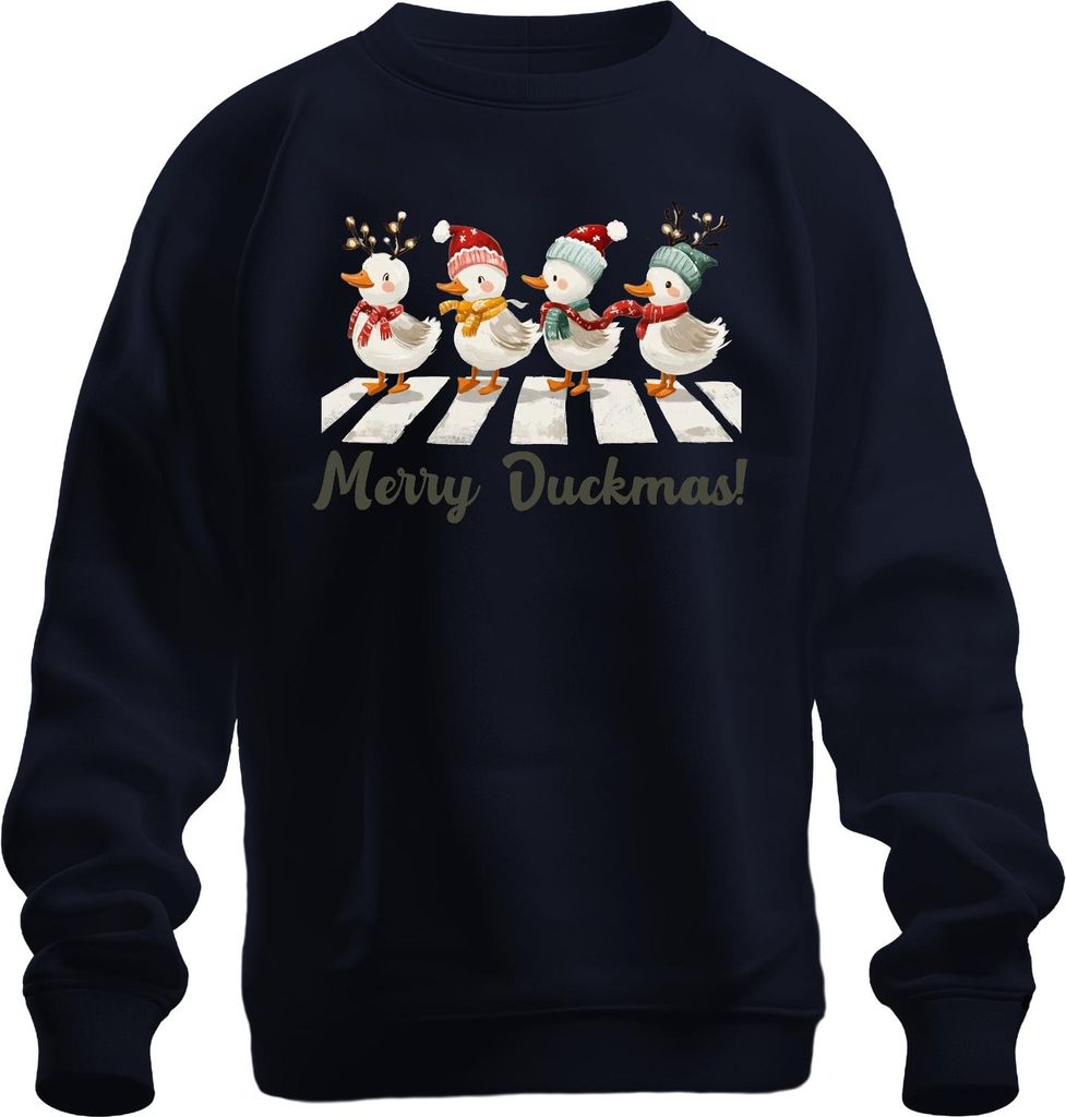 Merry Duckmas Zebrastreifen Entenmarsch - Weihnachten Xmas Christmas Uni Pullover, Navy, 3XL