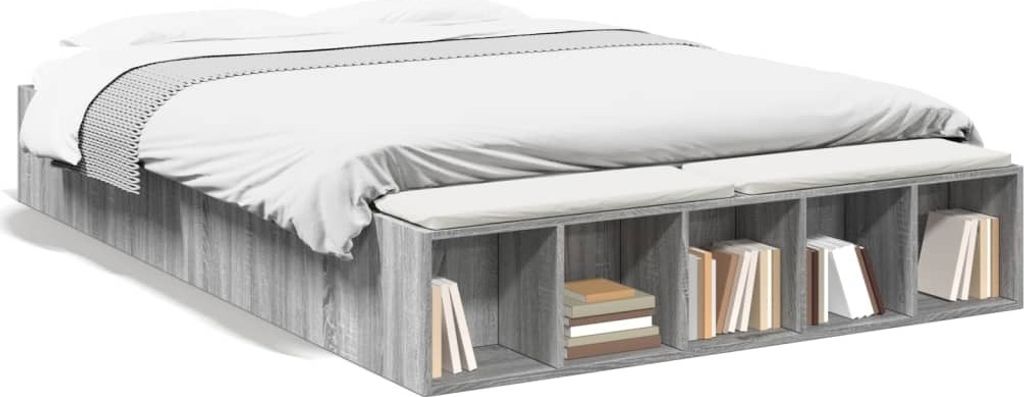 vidaXL Bettgestell Grau Sonoma 140x200 cm Holzwerkstoff