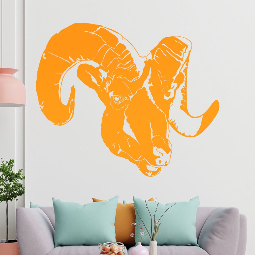 KIWISTAR Mufflon europäisch Korsika Wandtattoo in 6 Größen - Wandaufkleber Wall Sticker - Dekoration, Küche, Wohnzimmer, Schlafzimmer, Badezimmer
