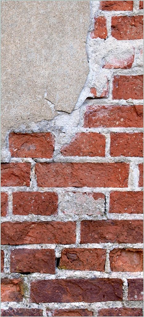 Türtapete Türposter Steinwand rote Ziegelsteine mit Putz - Größe: 93 x 205 cm