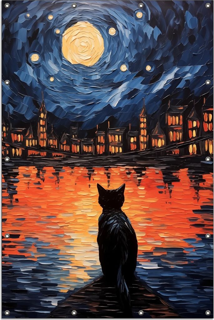 Wallario Outdoor-Poster für Garten oder Balkon, Motiv Blick eines Nachtwächters, in ca. 120 x 180 cm